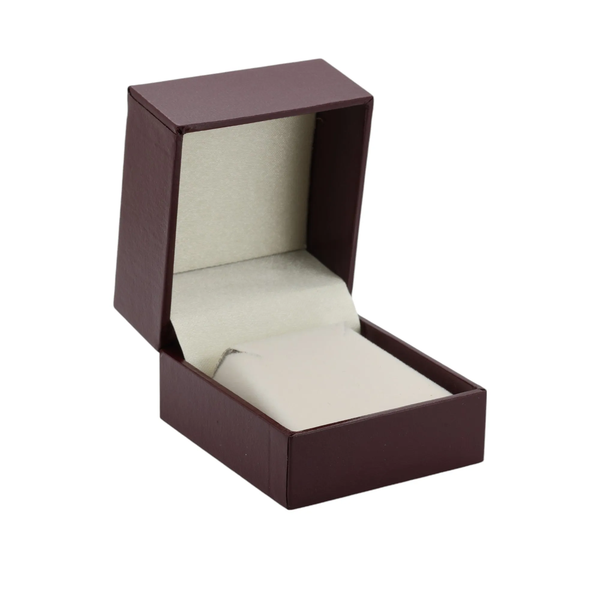 🆕📦 Leatherette Box for Earring / Pendant. Inner Satin Lid & Flock Base (Burgundy Outer, Cream Inner)