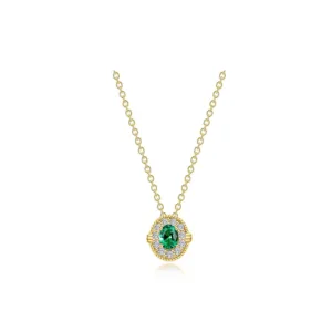 0.51 CTW Emerald Halo Necklace