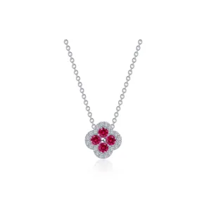 0.65 CTW Ruby Flower Necklace