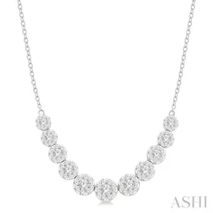 1 1/2 Ctw Round Cut Lovebright Diamond Necklace in 14K White Gold