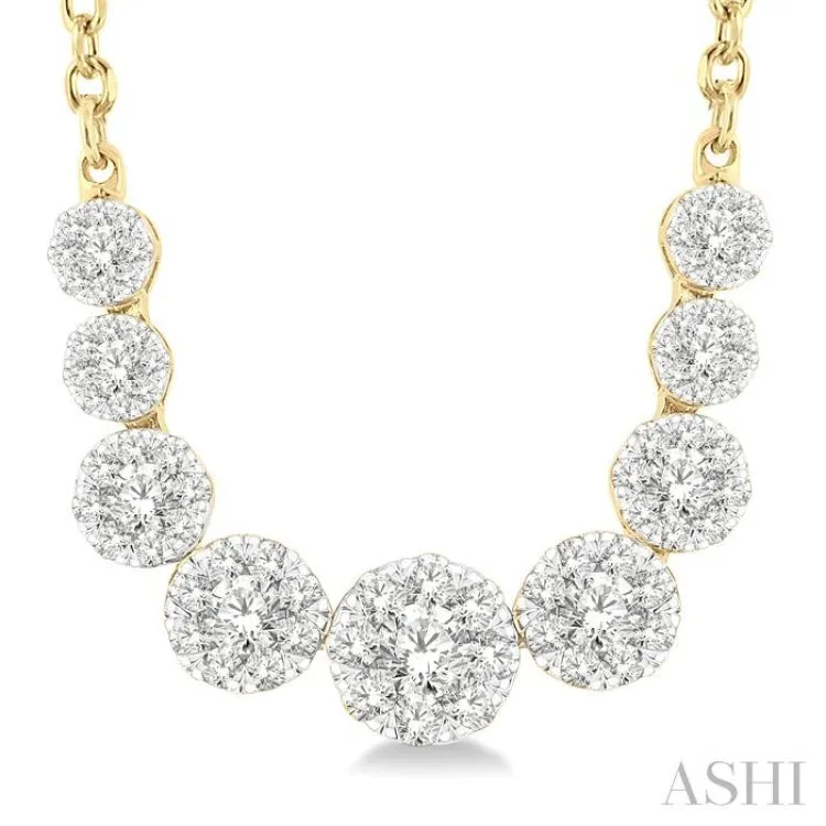 1 Ctw Round Cut Diamond Lovebright Necklace in 14K Yellow and White Gold