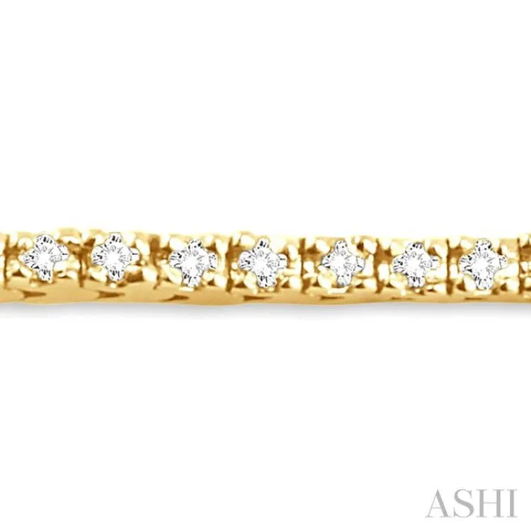 1 Ctw Square Shape Round Cut Diamond Tennis Bracelet in 14K Yellow Gold