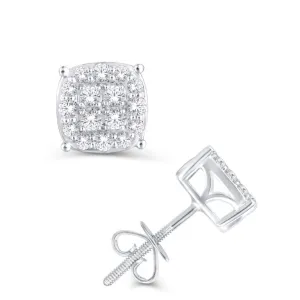 10 Karat White Gold 0.50 Carat Diamond Cushion Earrings-0126769-WG