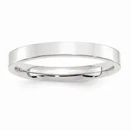 10k White Gold 3mm Standard Flat Comfort Fit Wedding Band Ring