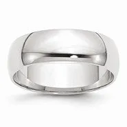 10k White Gold 6mm Lightweight Half Round Wedding Band Ring