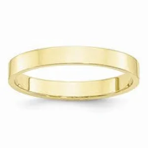 10k Yellow Gold 3mm Lightweight Flat Wedding Band Ring