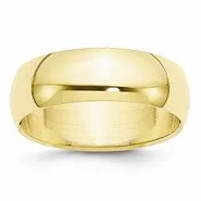 10k Yellow Gold 7mm Half Round Wedding Band Ring