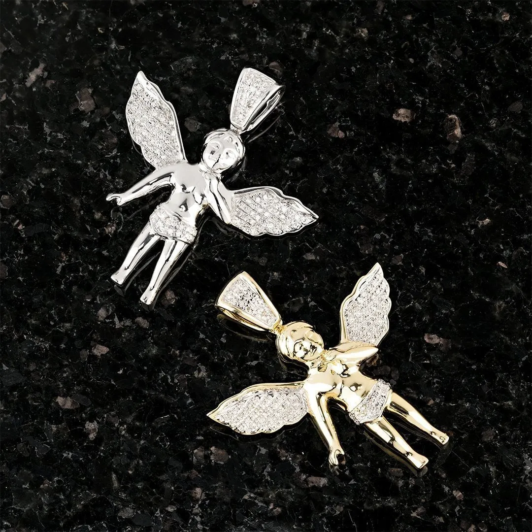 10k Yellow Gold Angel Pendant 0.25 Ctw