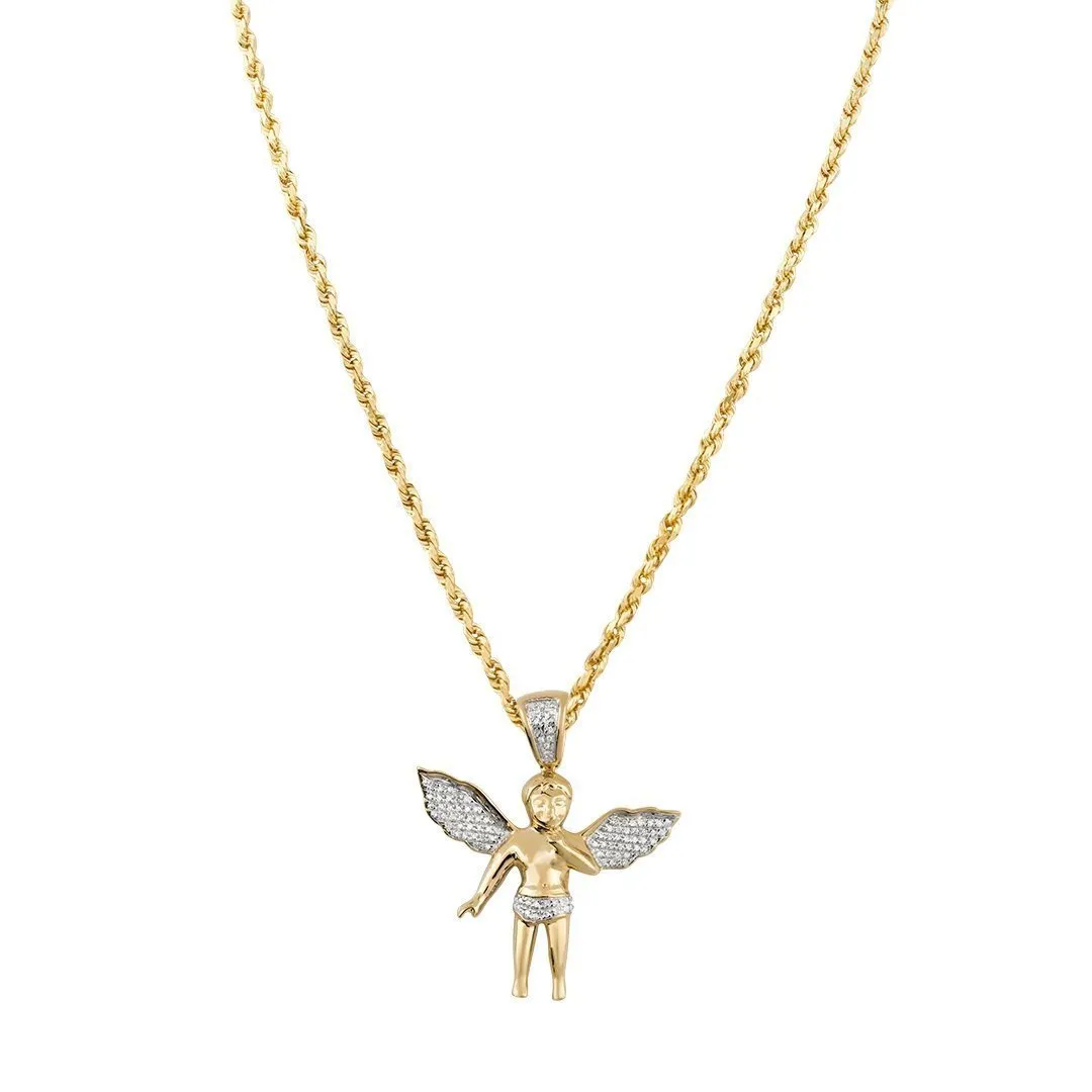 10k Yellow Gold Angel Pendant 0.25 Ctw