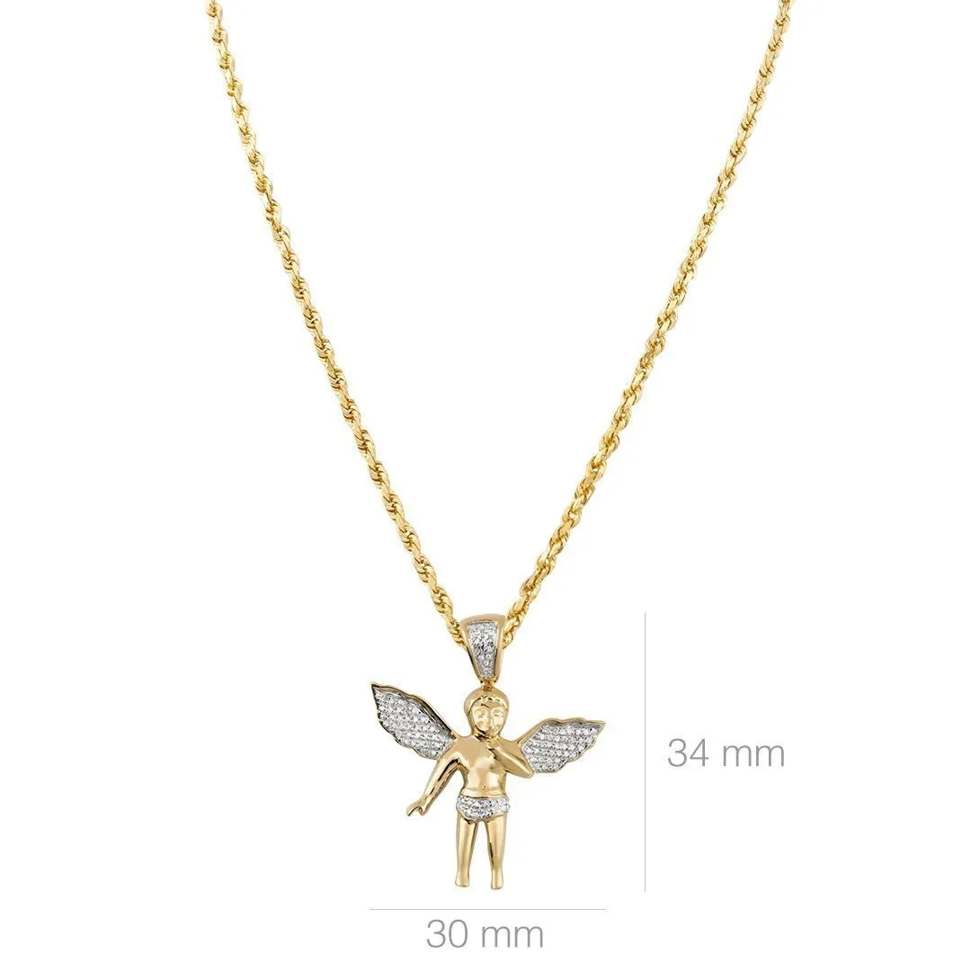 10k Yellow Gold Angel Pendant 0.25 Ctw