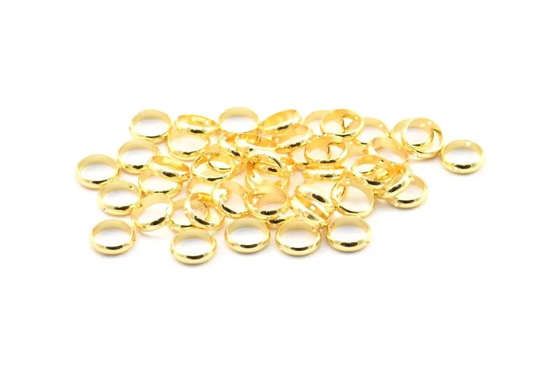 10mm Circle Connector, 25 Gold Lacquer Plated Brass Circle Ring Connector With 2 Holes, Findings (10x2.5mm) BS 1851