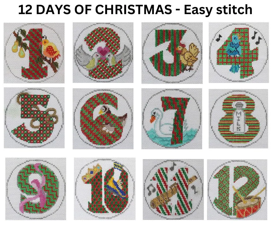 12 Days of Christmas ornament Easy Stitch: Five Gold Rings