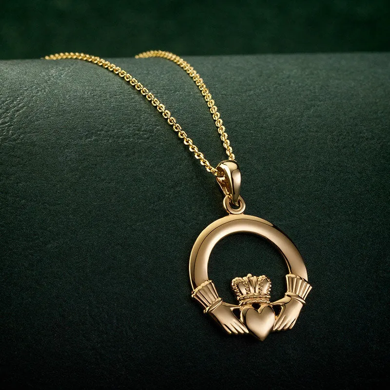 14k Gold Medium Heavy Claddagh Pendant