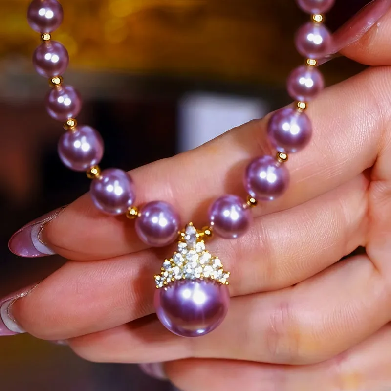 14K Gold-plated Exquisite Zircon Purple Pearl Bracelet