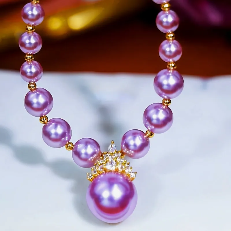 14K Gold-plated Exquisite Zircon Purple Pearl Bracelet