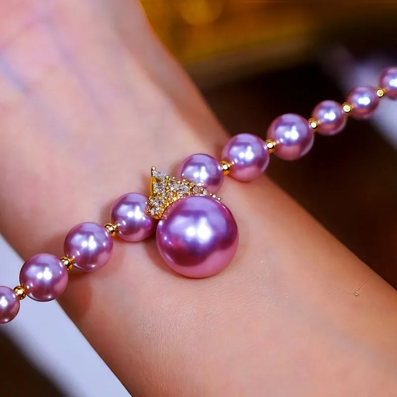 14K Gold-plated Exquisite Zircon Purple Pearl Bracelet