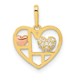 14K Two Tone Gold Design with C.Z Heart Pendant