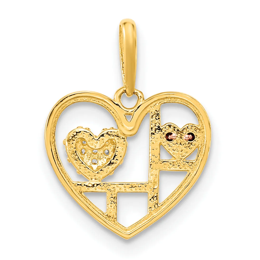 14K Two Tone Gold Design with C.Z Heart Pendant