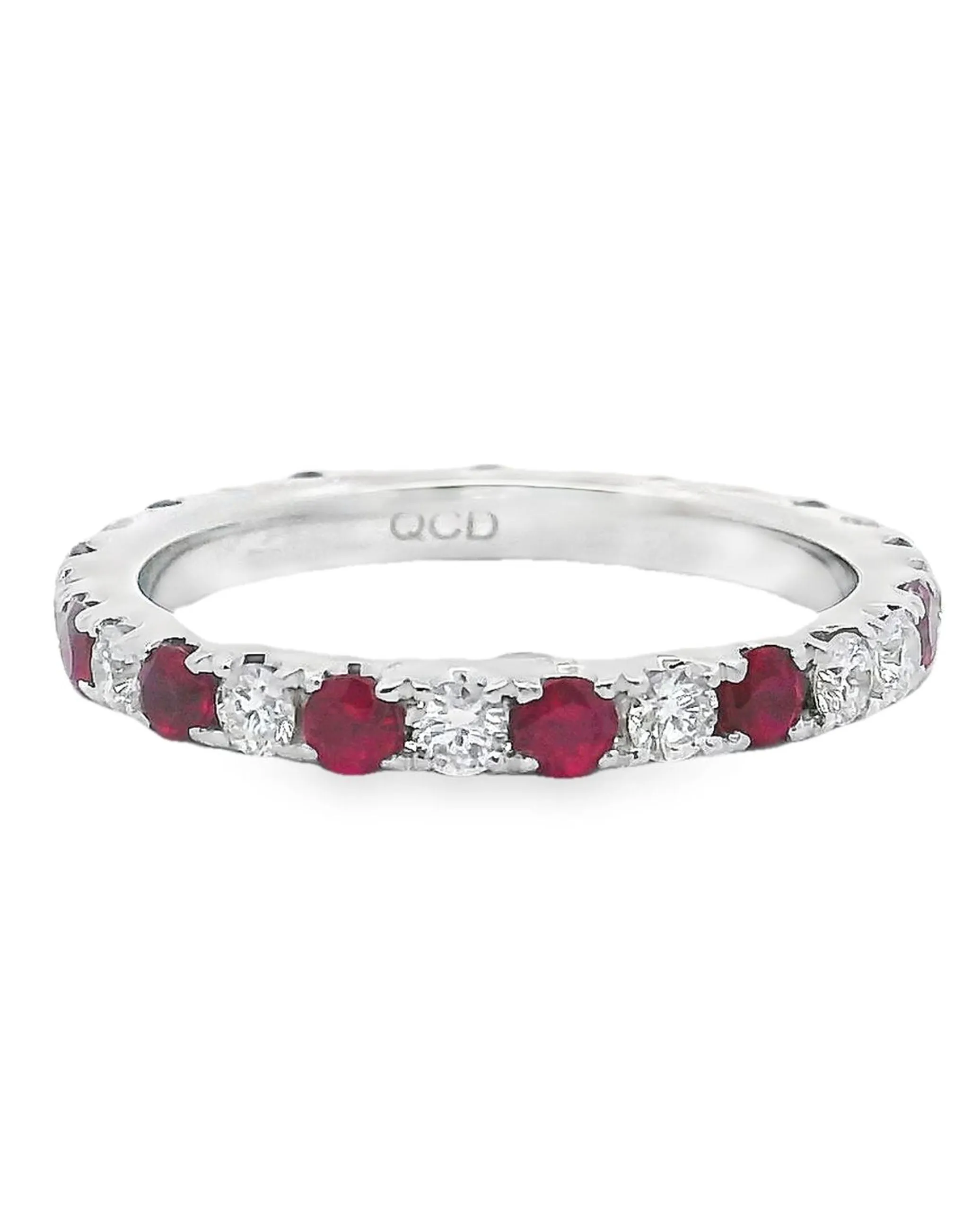 14K White Gold Diamond and Ruby Eternity Band