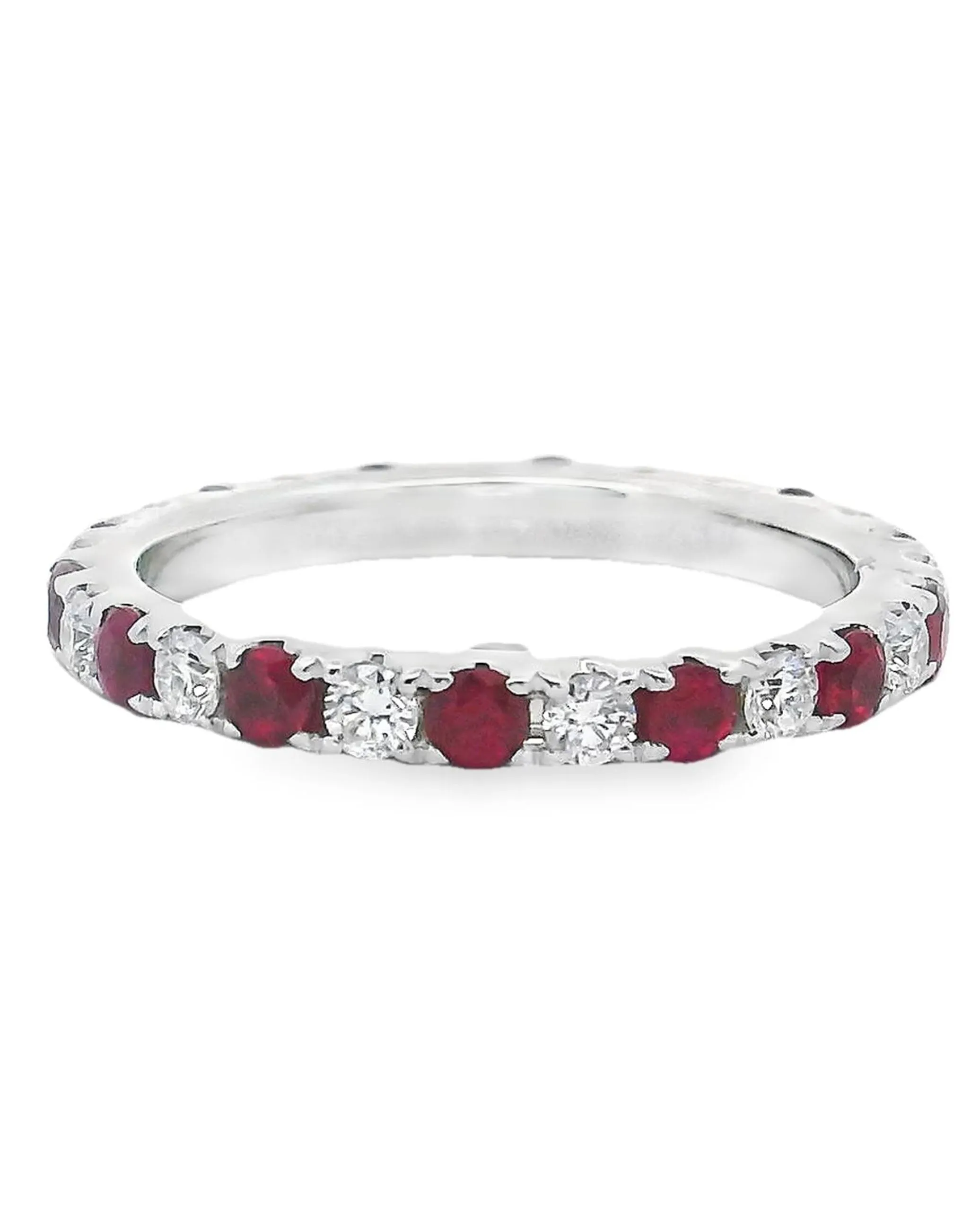 14K White Gold Diamond and Ruby Eternity Band