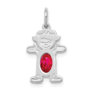 14k White Gold Girl Oval Genuine Ruby