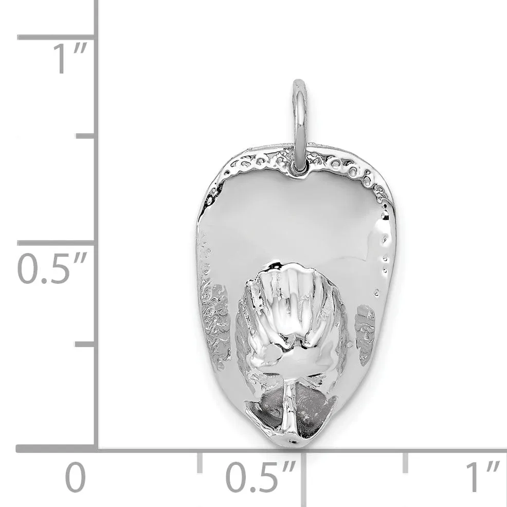 14k White Gold Polished Finish 3-Dimansional Large Size Fireman's Hat Charm Pendant