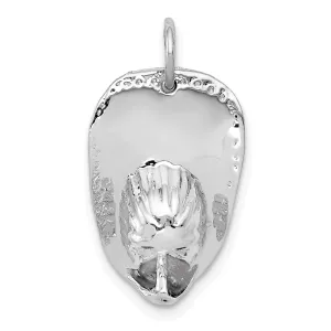 14k White Gold Polished Finish 3-Dimansional Large Size Fireman's Hat Charm Pendant