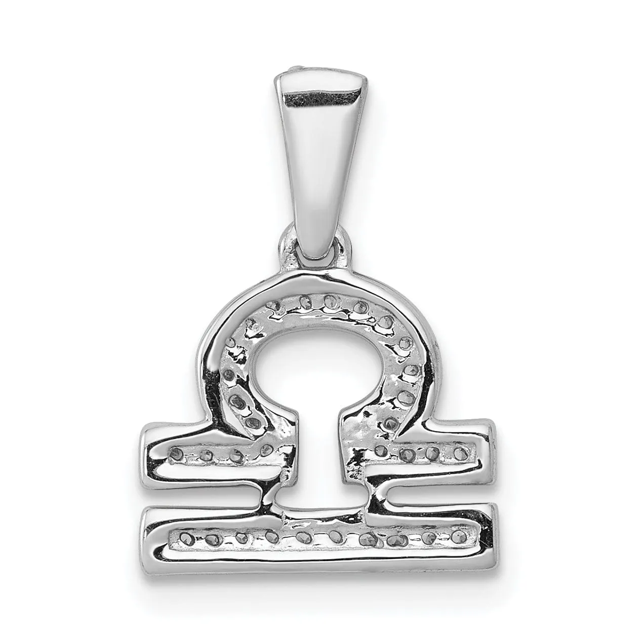 14k White Gold Polished Finish with Diamonds Libra Zodiac Charm Pendant