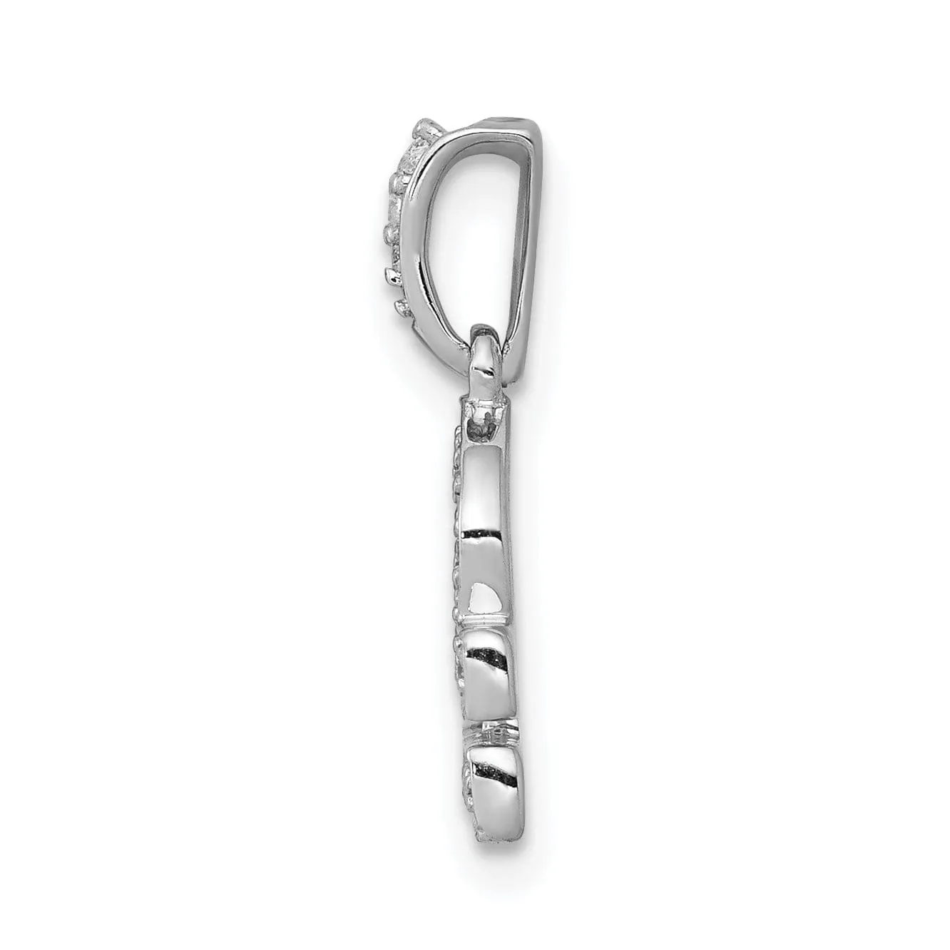 14k White Gold Polished Finish with Diamonds Libra Zodiac Charm Pendant