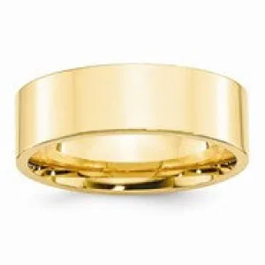 14k Yellow Gold 7mm Standard Flat Comfort Fit Wedding Band Ring