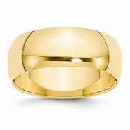 14k Yellow Gold 8mm Half-Round Wedding Band Ring