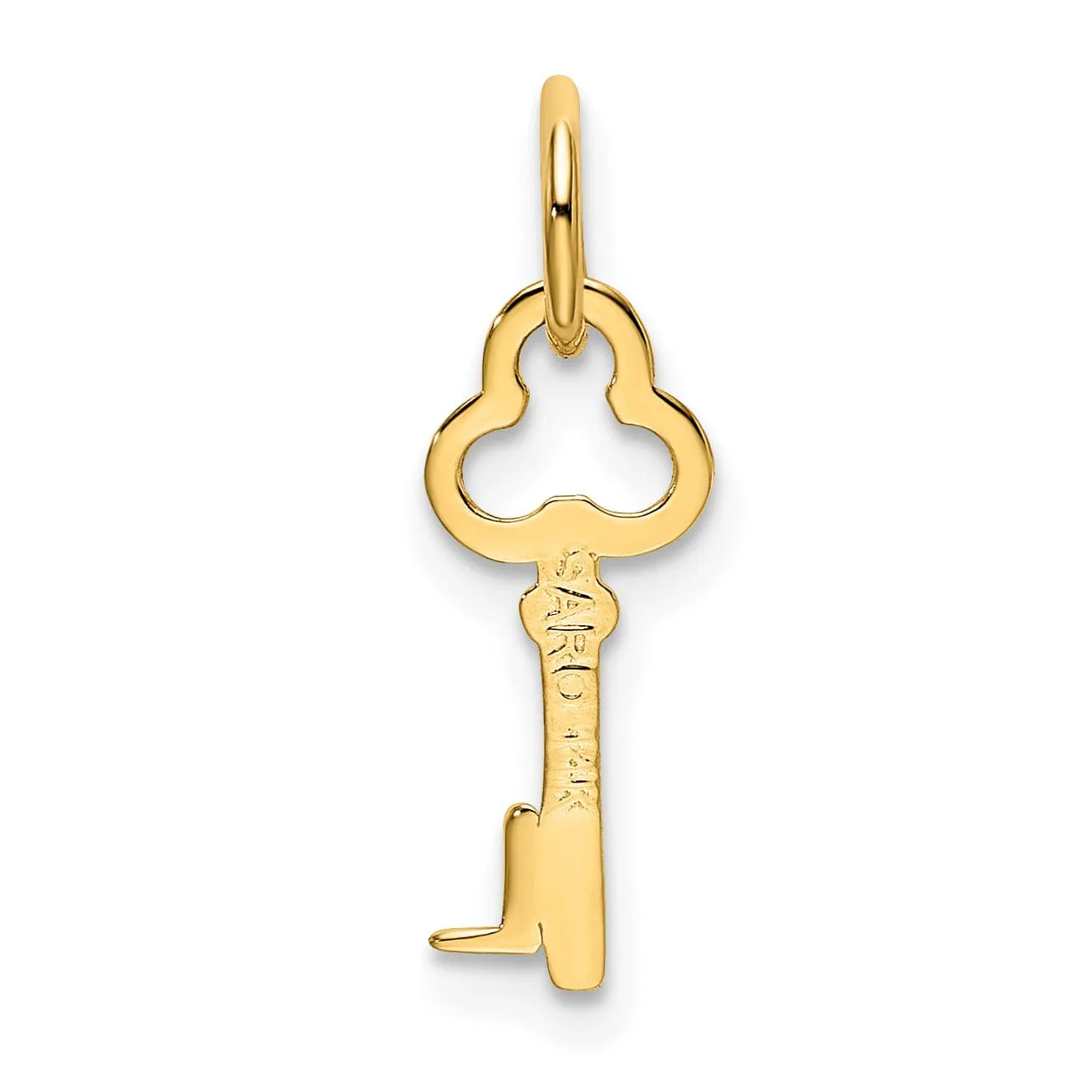 14K Yellow Gold Fancy Key Shape Design Letter L Initial Charm Pendant