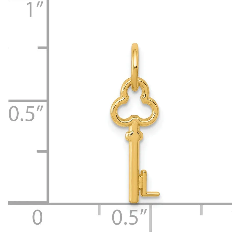 14K Yellow Gold Fancy Key Shape Design Letter L Initial Charm Pendant