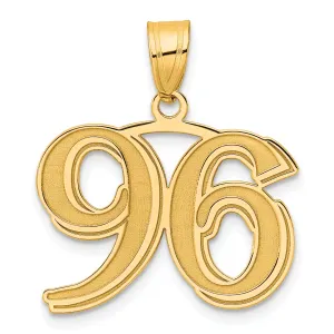 14k Yellow Gold Polished Etched Number 96 Pendant