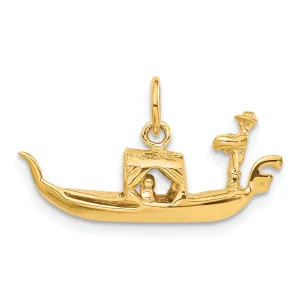 14K Yellow Gold Polished Finish 3-Dimensional Gondola Charm Pendant