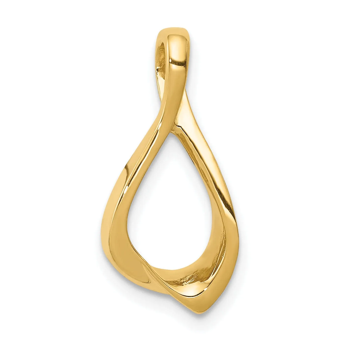 14k Yellow Gold Polished Finish Reversible, Swirl Oval Shape Design Chain Slide Pendant will not fit Omega