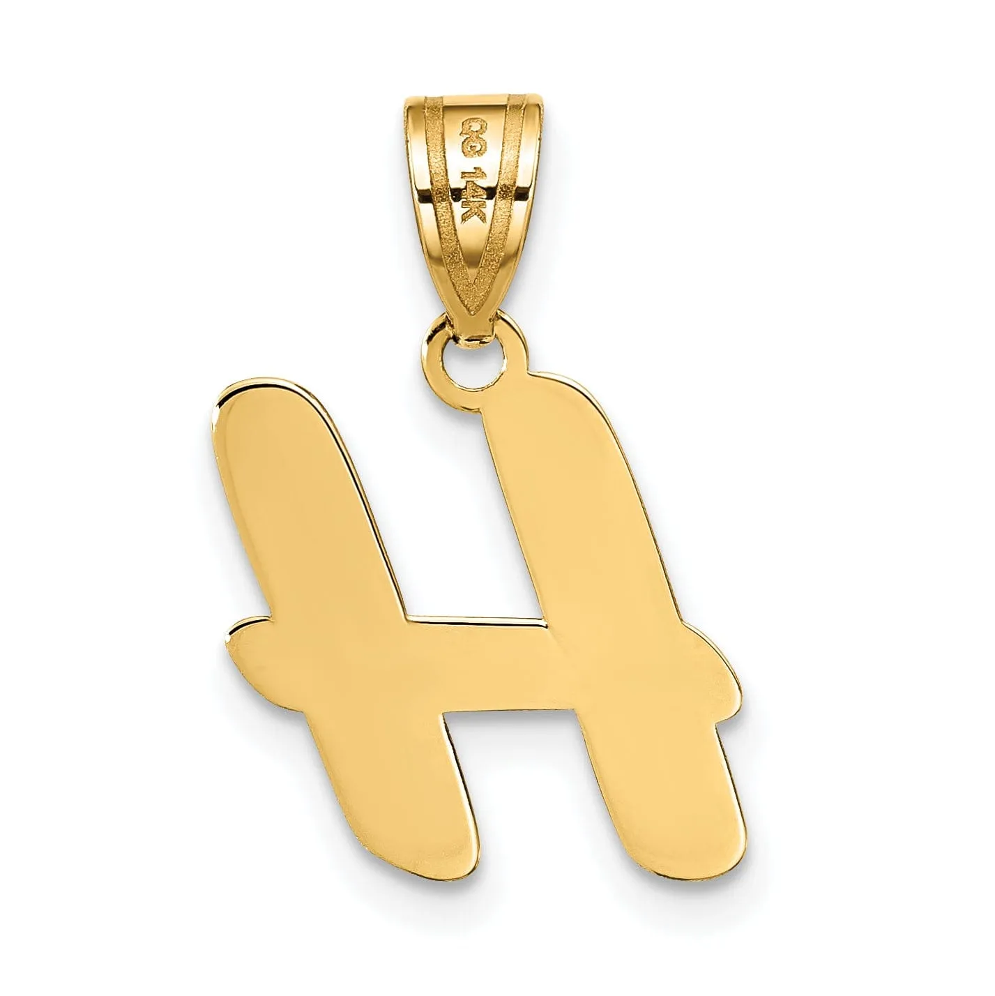 14k Yellow Gold Polished Finish Script Design Letter H Initial Pendant