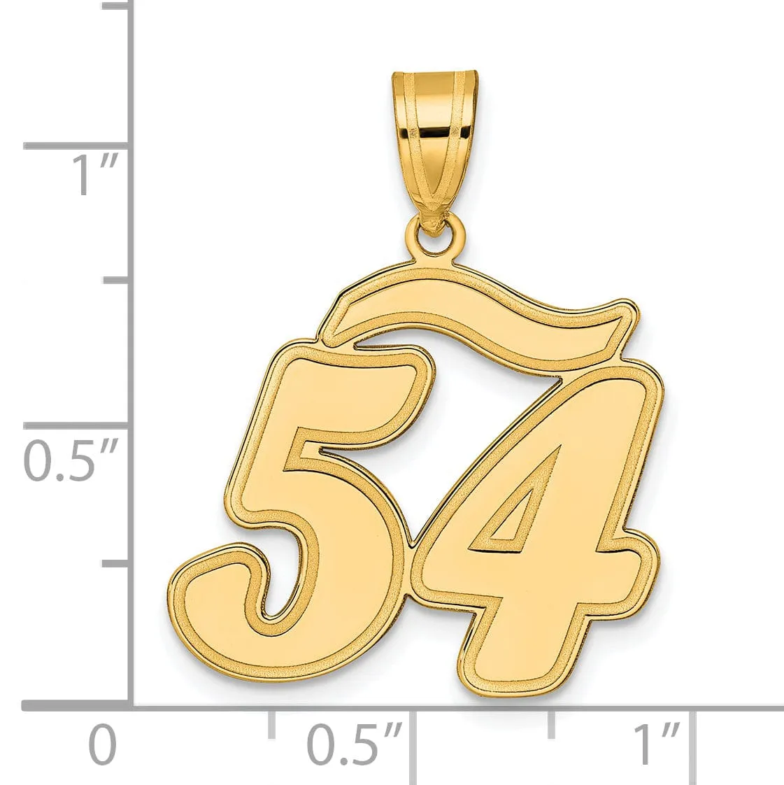 14k Yellow Gold Polished Finish Script Design Number 54 Charm Pendant