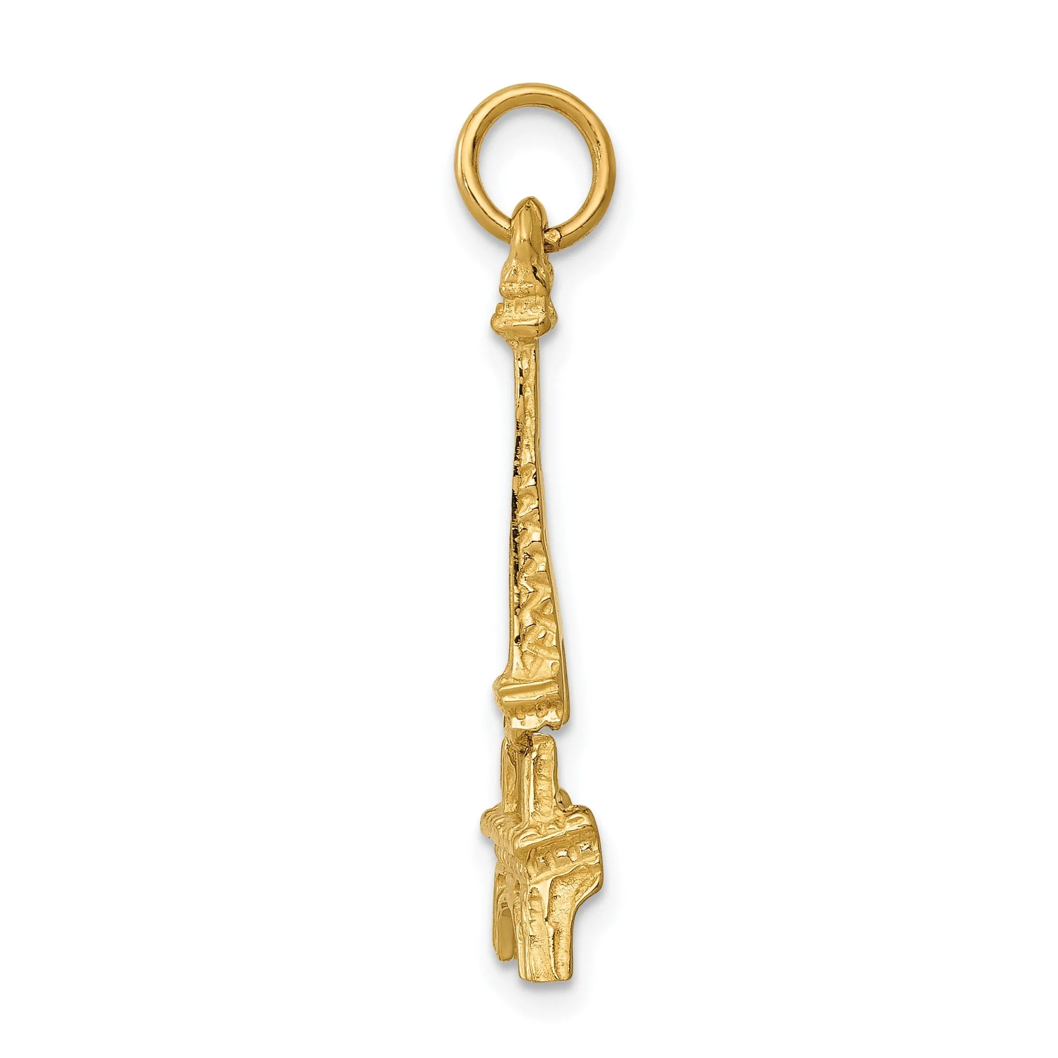 14k Yellow Gold Polished Texture Finish Eiffel Tower Charm Pendant