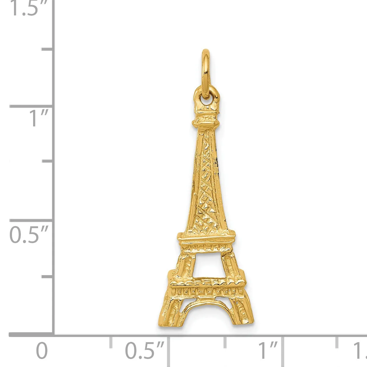 14k Yellow Gold Polished Texture Finish Eiffel Tower Charm Pendant