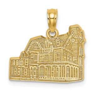 14K Yellow Gold Polished Textured Finish The ABBY HOUSE- CAPE MAY, NJ Charm Pendant