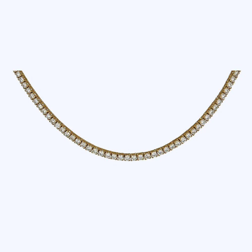 14K Yellow Gold Tennis Necklace