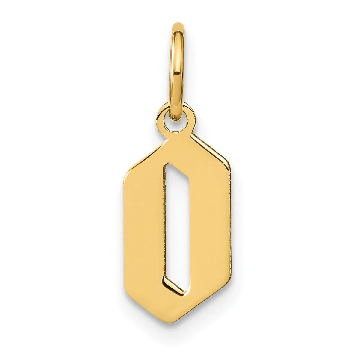 14K Yellow Gold Upper Case Letter O Initial Charm Pendant