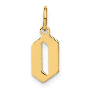 14K Yellow Gold Upper Case Letter O Initial Charm Pendant