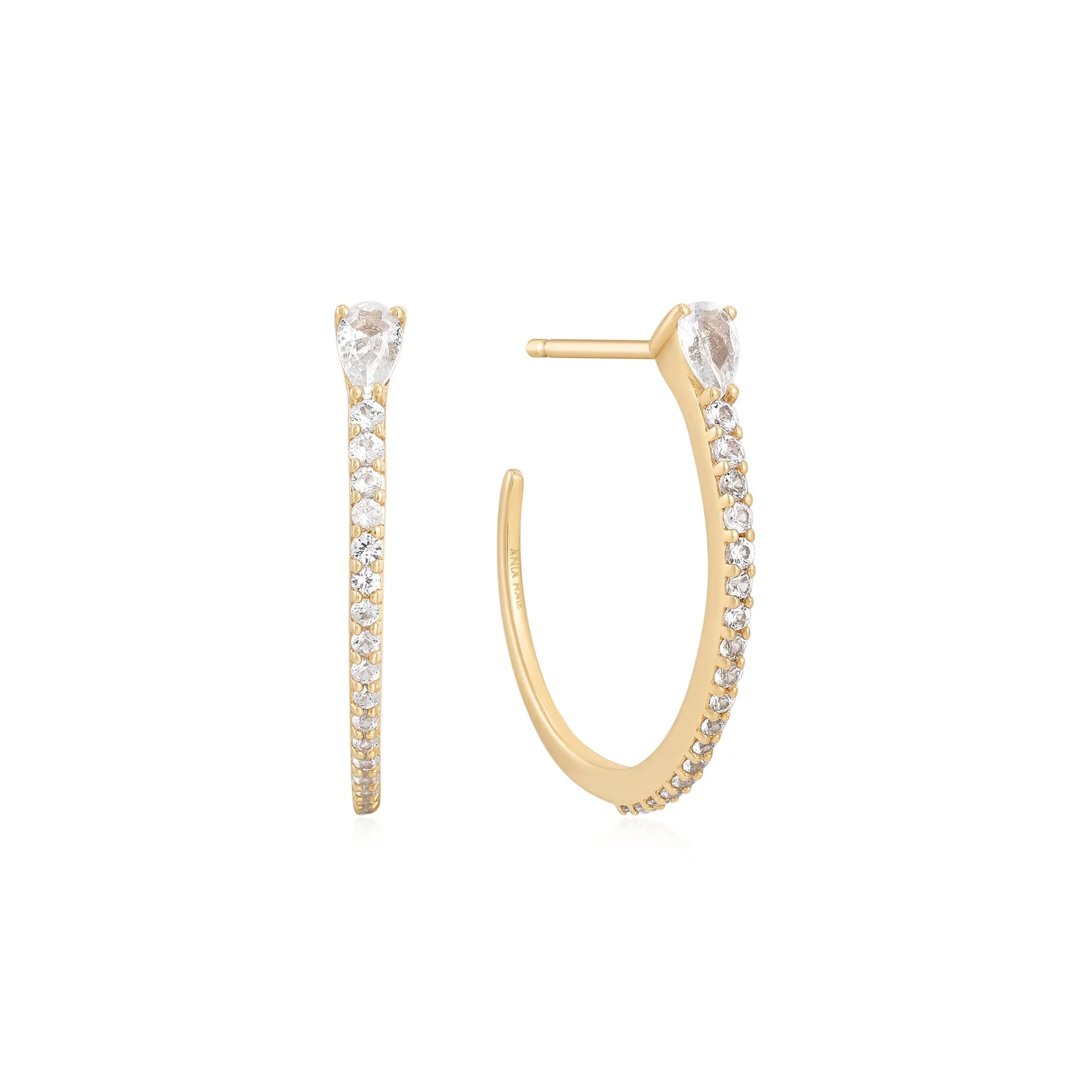 14kt Gold White Sapphire Hoop Earrings