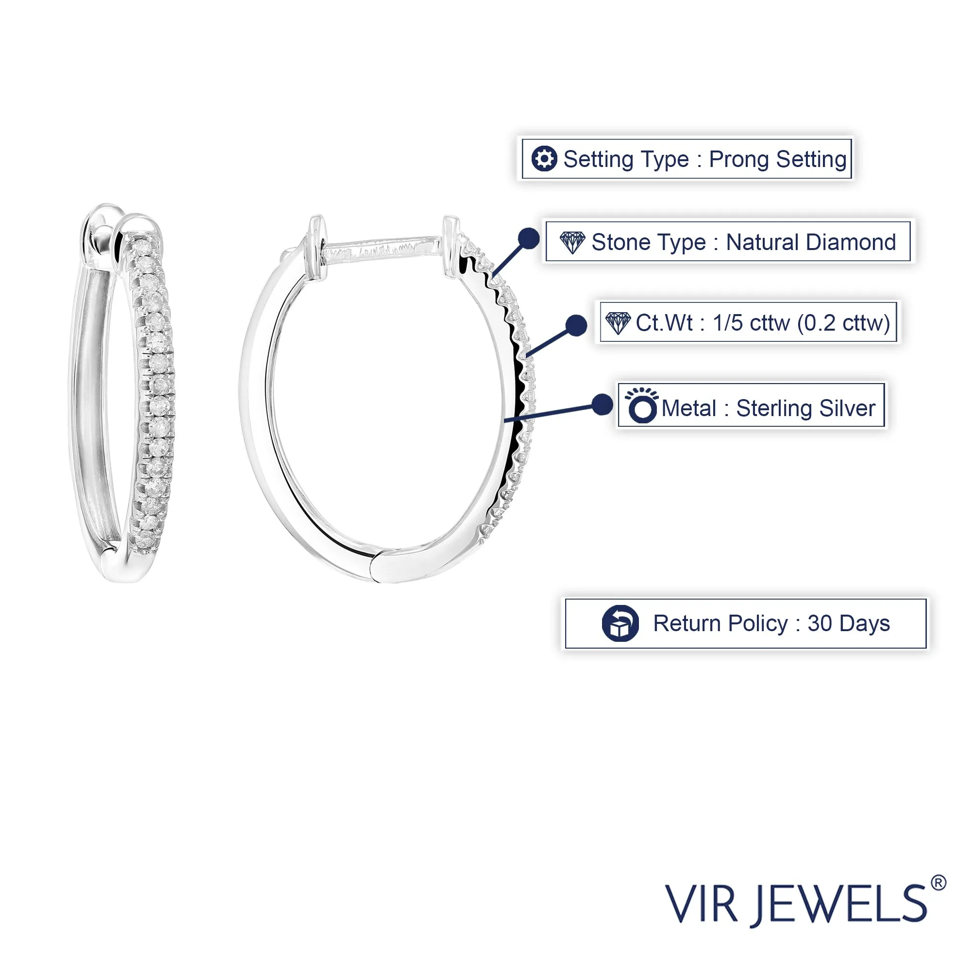 1/5 cttw Diamond Hoop Earrings in Sterling Silver