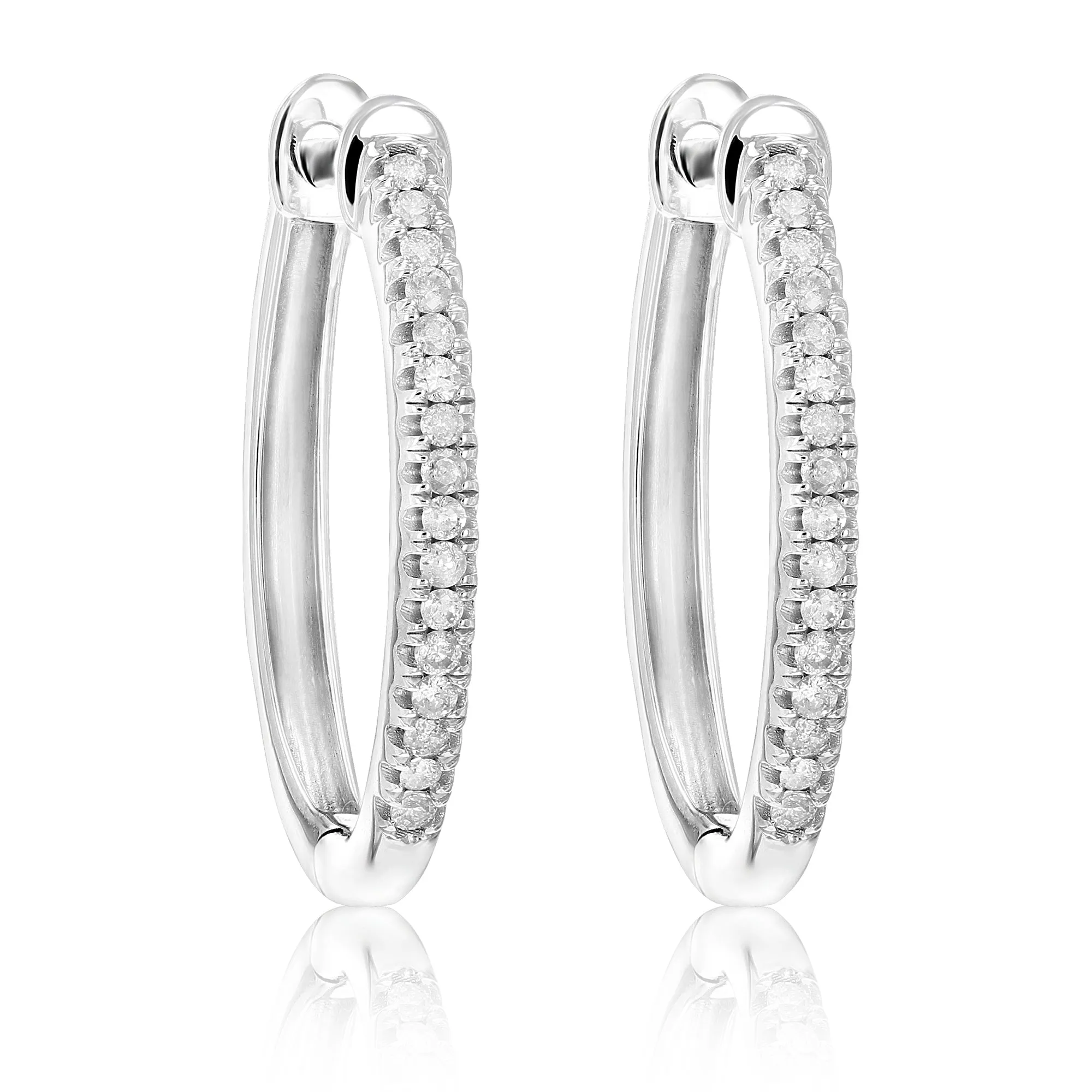 1/5 cttw Diamond Hoop Earrings in Sterling Silver