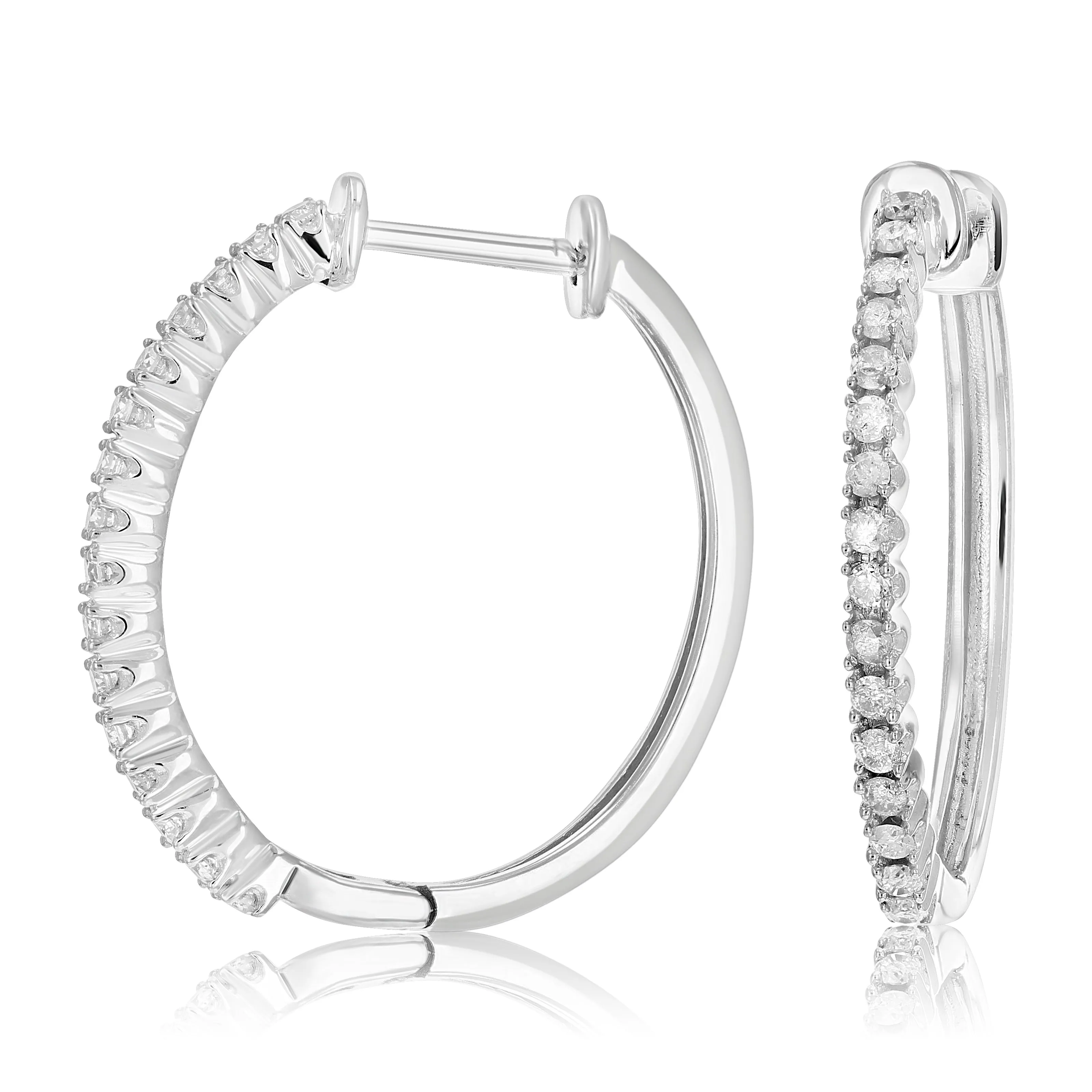 1/5 cttw Petite Diamond Hoop Earrings in Sterling Silver