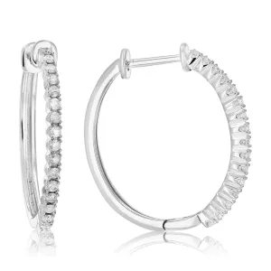 1/5 cttw Petite Diamond Hoop Earrings in Sterling Silver