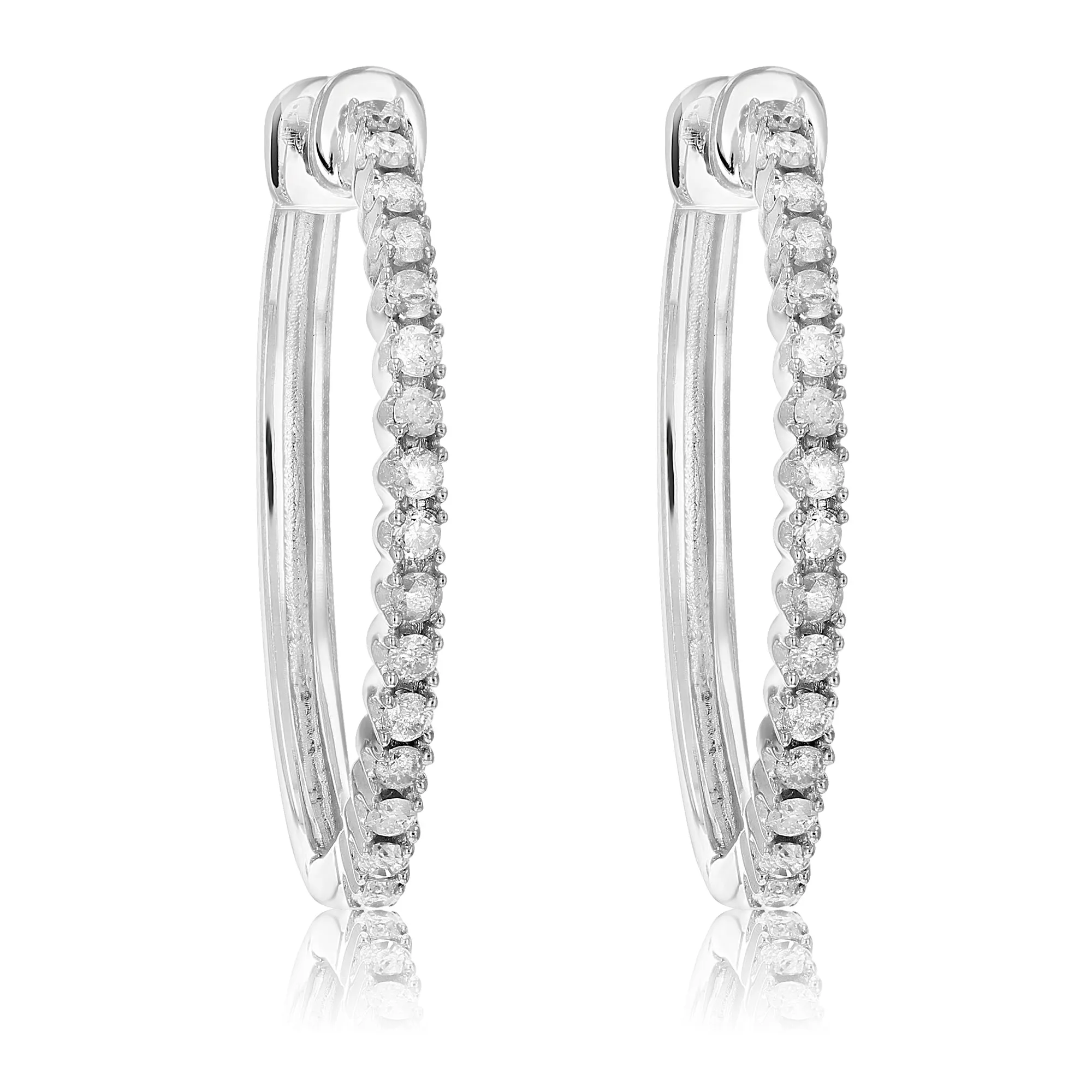 1/5 cttw Petite Diamond Hoop Earrings in Sterling Silver